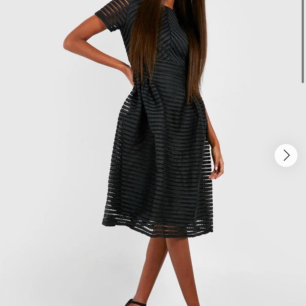 Boohoo Black Fit and Flare Midi Dress
